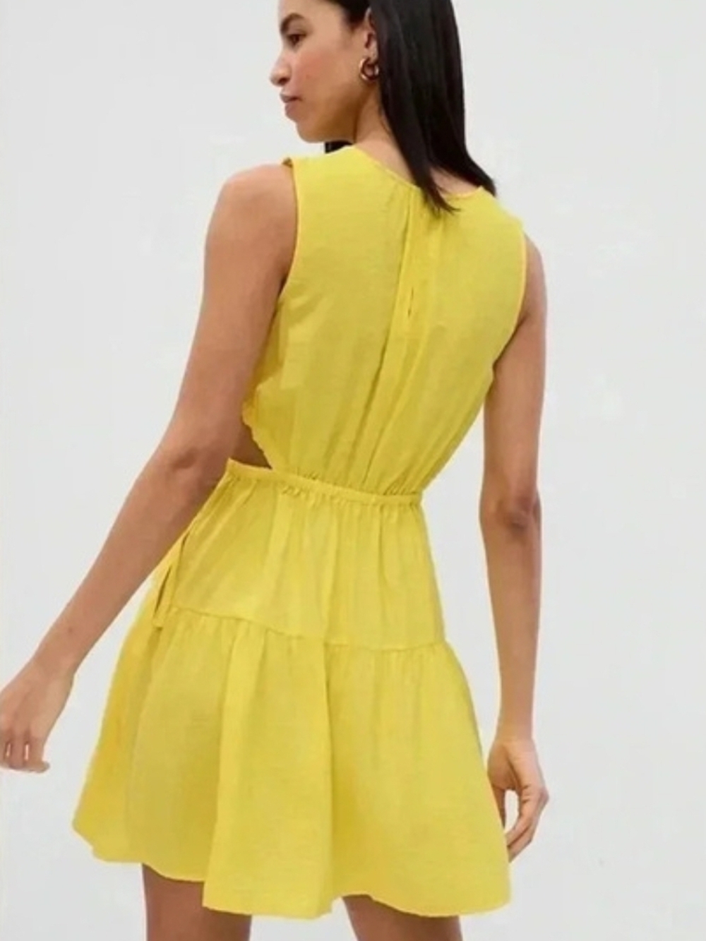 Gap Side-Tie Cutout Yellow Dress XL - Picture 2 of 9